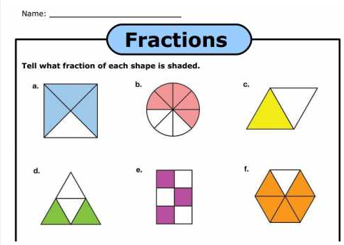 Fractions of Shapes Worksheet | Educational Resource